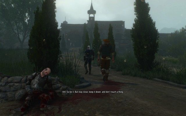 Follow the tracks of the murdered man using your Witcher Senses.