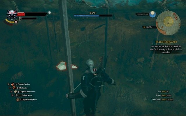 Use your Witcher Senses to search the nets for clues the guardsmen might have overlooked.