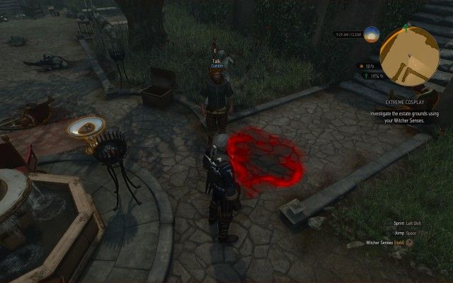 Investigate the estate grounds using your Witcher Senses.