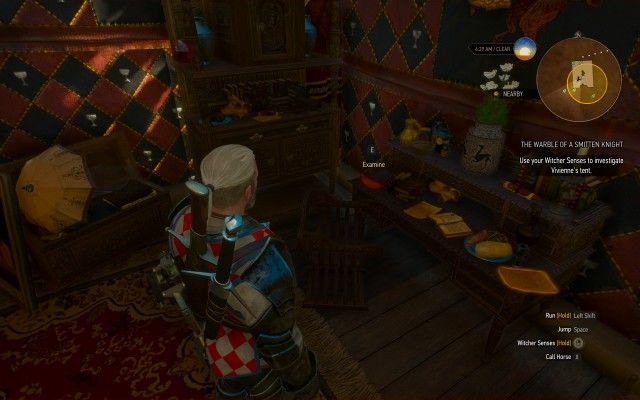 Use your Witcher Senses to investigate Vivienne's tent.