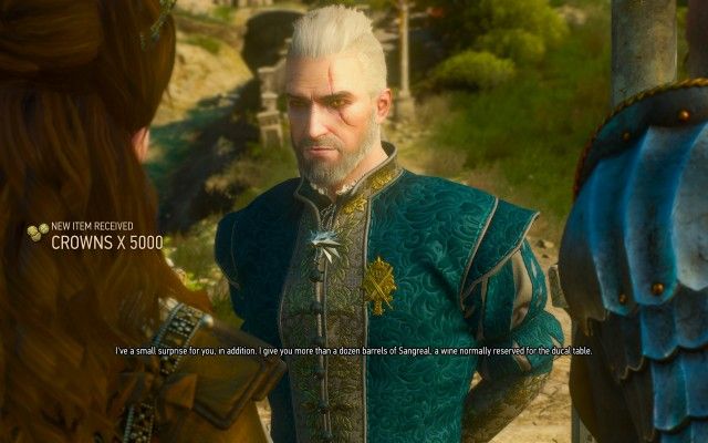 Version A - After the visit to the Land of a Thousand Fables (Geralt obtained the magic ribbon for Syanna).