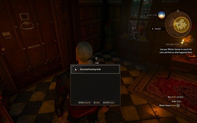Use your Witcher Senses to search the room and find out what happened there.